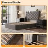 Full Size Bed Frame with Headboard,Button Tufted Storage Bed,Drawer Velvet Upholstered Platform Bed frame with Charging Station,No Box Spring Needed - 4 of 4