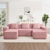 AENKYO 117.3" Modular Corduroy Modular Sectional Sofa with 2 Ottomans, Boneless Sectional Deep Seat Sofa with Throw Pillows, No-Assembly - 3 of 4