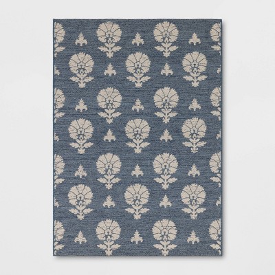 5'x7' Block Print Outdoor Area Rug Blue - Threshold™