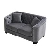 59" Velvet Chesterfield 2-Seater Sofa with Nailhead Trim & Wood Frame - 3 of 4