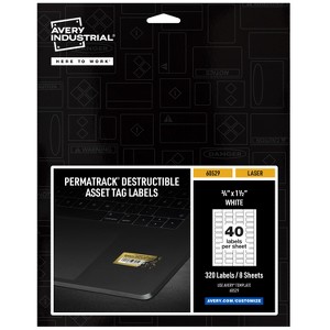 Avery PermaTrack Destructible Asset Tag Labels, 3/4" x 1-1/2", 320 Asset Tags (60529) - 1 of 4
