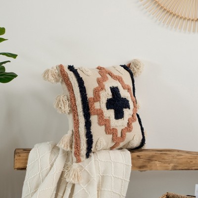 Handwoven Cotton Euro Throw Pillow with Tassels