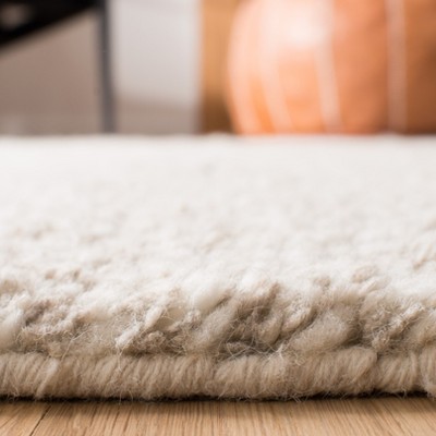 Beige Hand-Knotted Wool Shag Runner Rug 2'6" x 6'