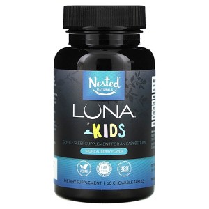 Nested Naturals Luna, Kids, Gentle Sleep Supplement, Tropical Berry, 60 Chewable Tablets - 1 of 2