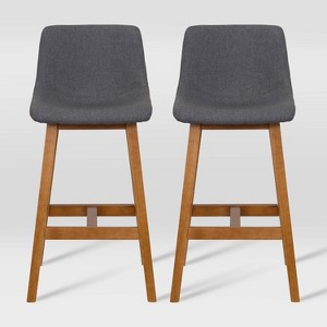 Set of 2 Nora Upholstered Counter Height Wood Barstools - CorLiving - 1 of 4