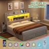 AMERLIFE Bed Frame with Drawers, LED, Bookcase Headboard, Charging, Shelves - 3 of 4