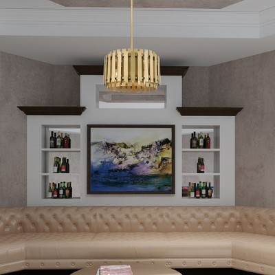 Greenwich Minimalist Natural Brass 5-Light Pendant Chandelier