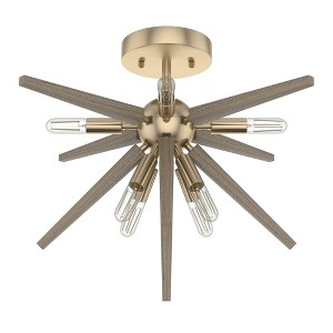 Hunter Fans 14" Jupiter Star Ceiling Light Alturas Gold Finish - 8 Bulb Mid-Century Flush Mount for Indoor Spaces - 1 of 1
