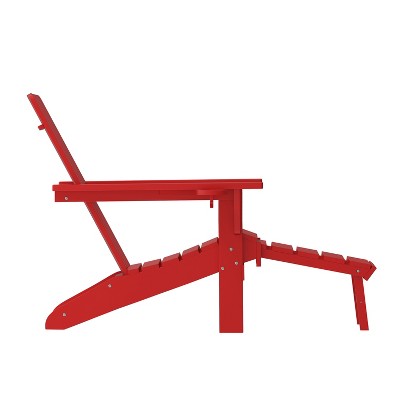 Classic Red HDPE High-Back Adirondack Chair with Cup Holder
