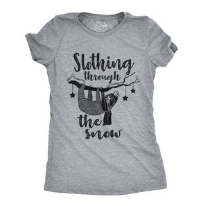 Womens Slothing Through The Snow T Shirt Funny Christmas Carol Sloth Tee - Crazy Dog Women's T Shirt - 1 of 4