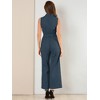 Allegra K Women's Button Down Collared Wide Leg Tie-Waist Sleeveless Cargo Jumpsuits - 4 of 4