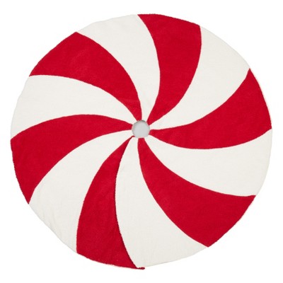 Red and White Candy Cane Round Tree Skirt, 72 Inches