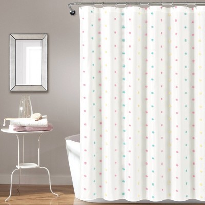 72"x72" Rainbow Tufted Dot Single Shower Curtain - Lush Décor