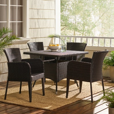 Christopher Knight Home Corsica Outdoor 5 Piece Wicker and Iron Dining Set