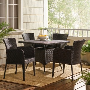 Christopher Knight Home Corsica Outdoor 5 Piece Wicker and Iron Dining Set - 1 of 4
