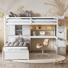 Twin over Twin Bunk Bed with Built-in Desk, Staircase, Storage Compartments and Shelves - ModernLuxe - 2 of 4