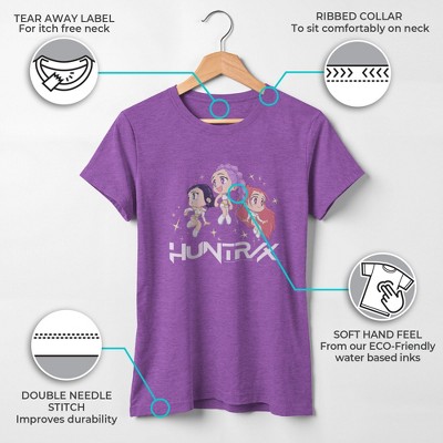 KPop Demon Hunters Girls KPop Demon Hunters Chibi Trio Huntrix T Shirt - Purple Berry - Small — фото 3