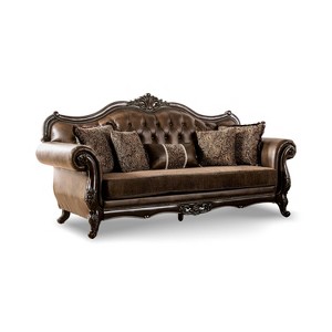 HOMES: Inside + Out Frazer 90.25" Sofa Traditional with Nailhead Trim Brown - 1 of 4