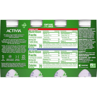 Activia Probiotic Dailies Strawberry &#38; Blueberry Yogurt Drink - 8ct/3.1 fl oz Bottles