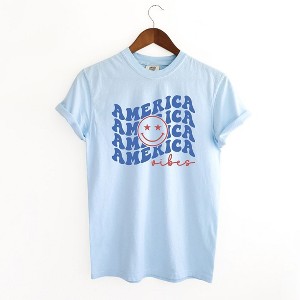 Simply Sage Market Women's America Vibes Stacked Short Sleeve Garment Dyed Tee - 1 of 3