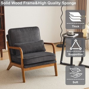 Karl Home Mid Century Solid Wood Accent Chair Upholstered Armchair with an Extra Pillow - 1 of 4