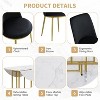 Whisen 5-Piece Space-Saving Dining Set with Extendable Round Marble Table and 4 Upholstered Chairs, Foldable Design for Small Apartments - 4 of 4