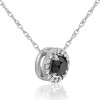 Pompeii3 1/2 ct Black & White Diamnd Pave Halo Solitaire Pendant Necklace 14K Whte Gold - 2 of 4