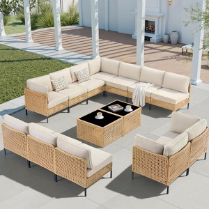 Buenhomino Patio Furniture Set – Outdoor Sectional Wicker Sofa with Cushions, All-Weather PE Rattan Conversation Set for Garden, Balcony & Poolside - 1 of 4