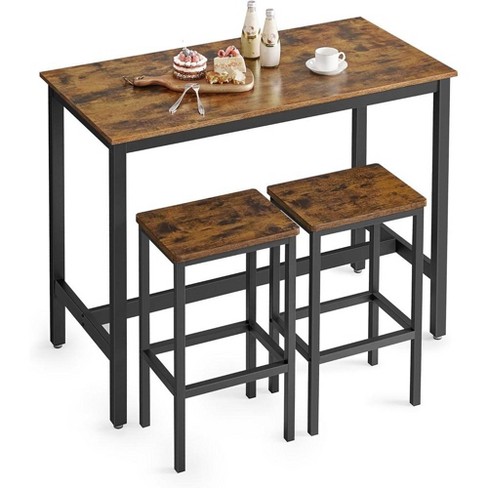 VASAGLE Bar Table Set, with 2 Bar Stools, Dining table set