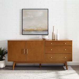 NicBex 69.25" Mid-Century Modern 2-Doors Sideboard,Minimalist Kitchen Storage Cabinets with 3 Drawers for Kitchen and Dining Room,Brown/Walnut - 1 of 4