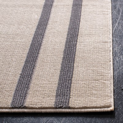 Ivory and Taupe Abstract Square Synthetic Rug 3' x 3'