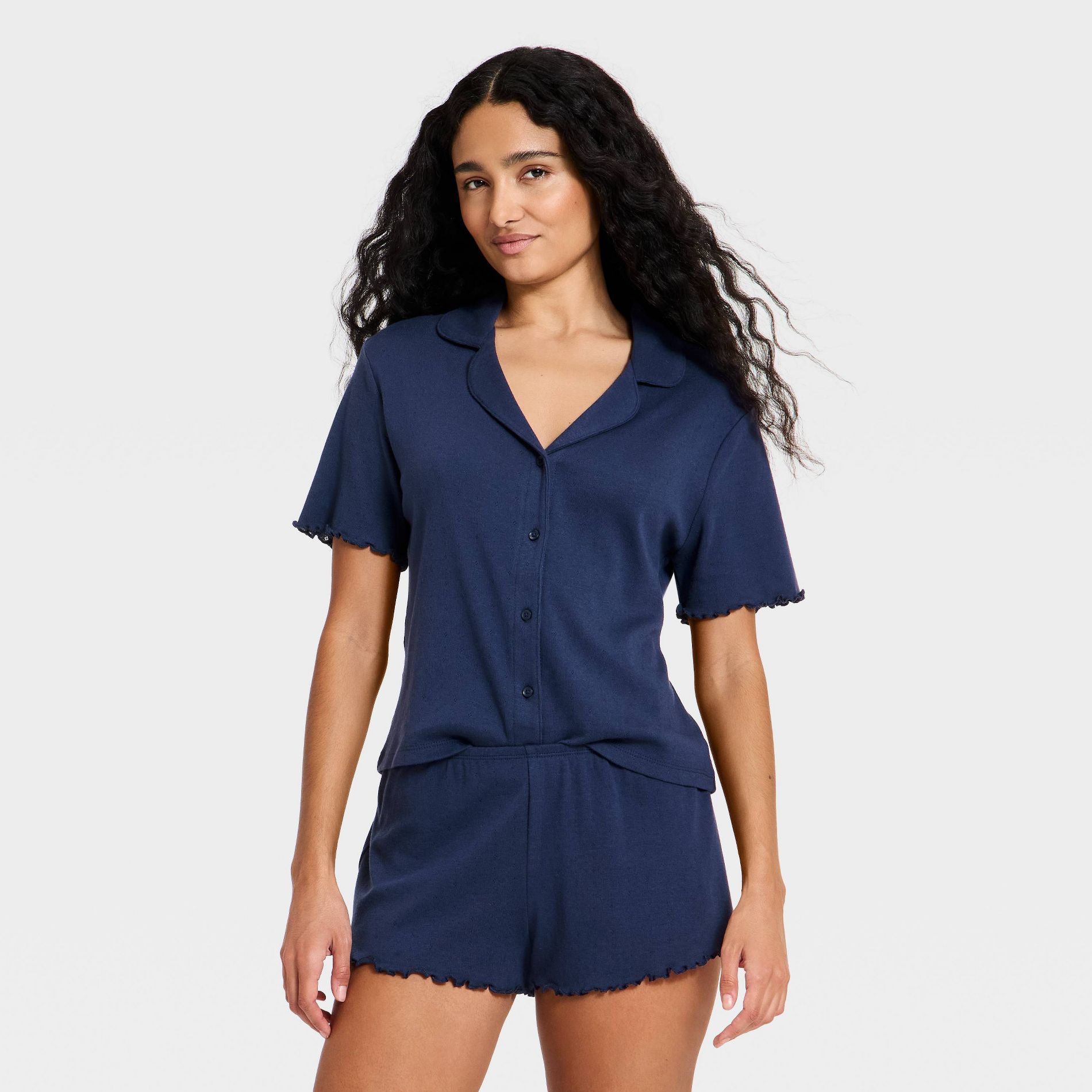 Women's Notch Collar Shirt and Shorts Pajama Set - Wild Fable™