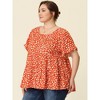 Agnes Orinda Women's Plus Size Polka Dots Casual Round Neck Flutter Sleeve Peplum Babydoll Blouses - 3 of 4