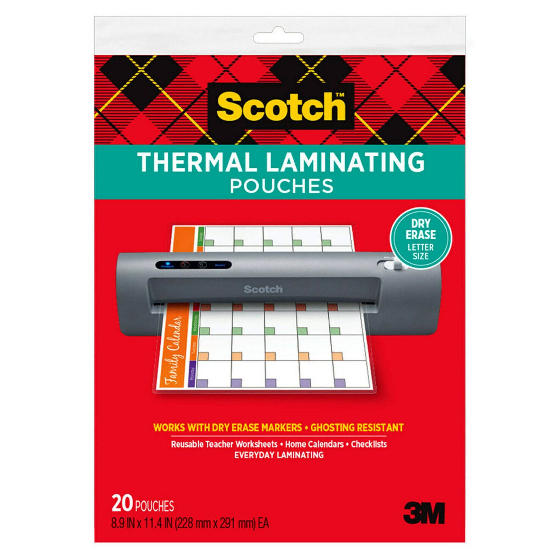 Scotch 20ct Dry Erase Thermal Laminating Sheets: Laminating Supplies for Cardstock & Pouches, 11.5" x 9"