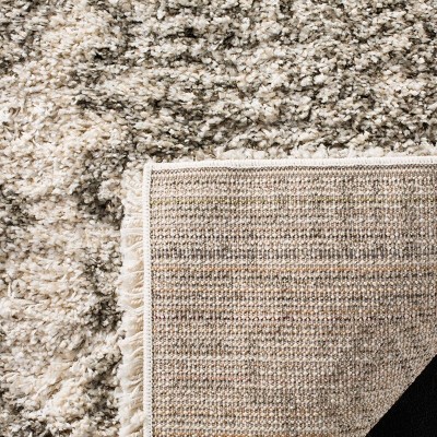 Ivory and Gray High Pile Shag Rectangle Rug
