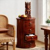 Gulches Solid Wood Round End Table with 4 Drawers, No Assembly Required Vintage Nightstand for Small Spaces, Living Room Bedroom - 2 of 3