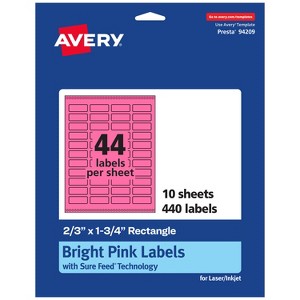 Avery Bright Pink Paper Labels, 2/3" x 1-3/4" Rectangle - 1 of 4
