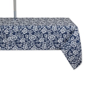 Design Imports  Nautical Blue Floral Print Outdoor Tablecloth With Zipper 60X120 - 1 of 4