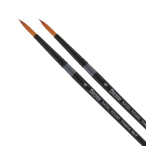 Creative Mark Beste Golden Taklon Nadel Round, #6 - 2 Pack Artist Paint Brush, Professional Watercolor Brushes, For Acrylic Painting, Short Handle, - 1 of 4