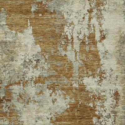 HomeRoots 3' X 5' Terra Cotta And Beige Abstract Washable Indoor Outdoor Area Rug