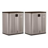 Suncast 9 Cu Ft Heavy Duty Resin Garage Base Storage Cabinet, Platinum (2 Pack)