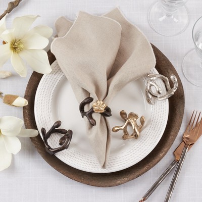 Gold Twigs Design Napkin Rings Set of 4