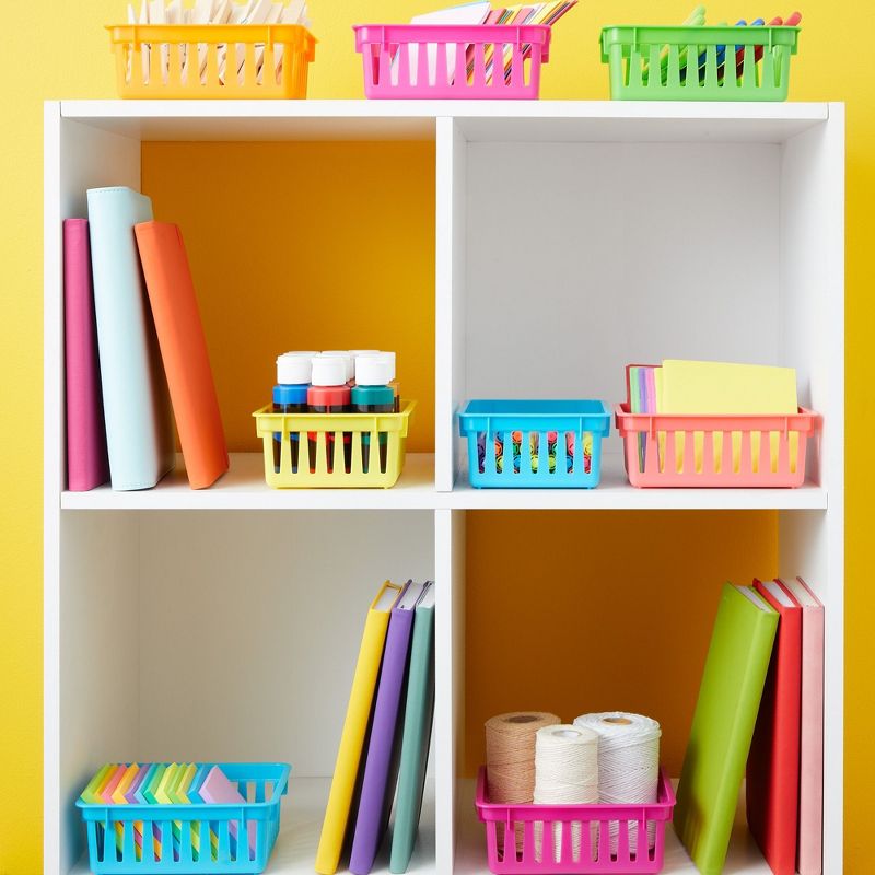 Bright Creations 12 Pack Colorful Plastic Classroom Storage Bins for Organizing Rainbow Containers for Kids School Supplies, 6 Colors, 6.1 x 4.8 in, 4 of 10