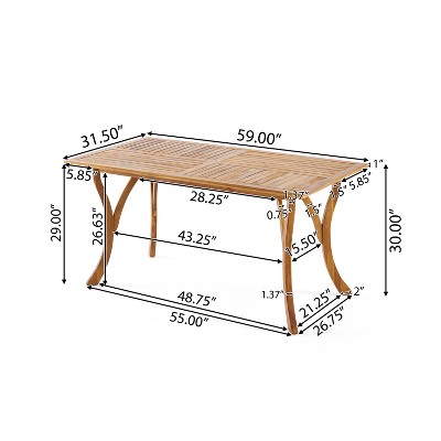 Beige and Multibrown Acacia Wood and Wicker 6 Person Outdoor Dining Set