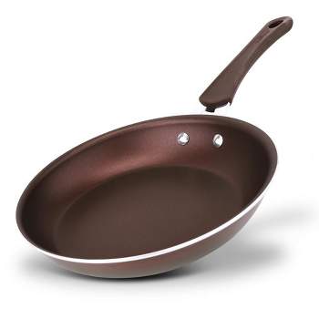 HLAFRG 8 Inch Nonstick Frying Pan with Lid, Granite Skillet, 8 INCH, Brown