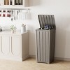 Syemin Outdoor Trash Cans Outdoor Trash Can with Tiered Lid, Lightweight Waste Bin, Waterproof Resin Garbage Can, Grey, 15.16"*15.55"*30.71" - 4 of 4