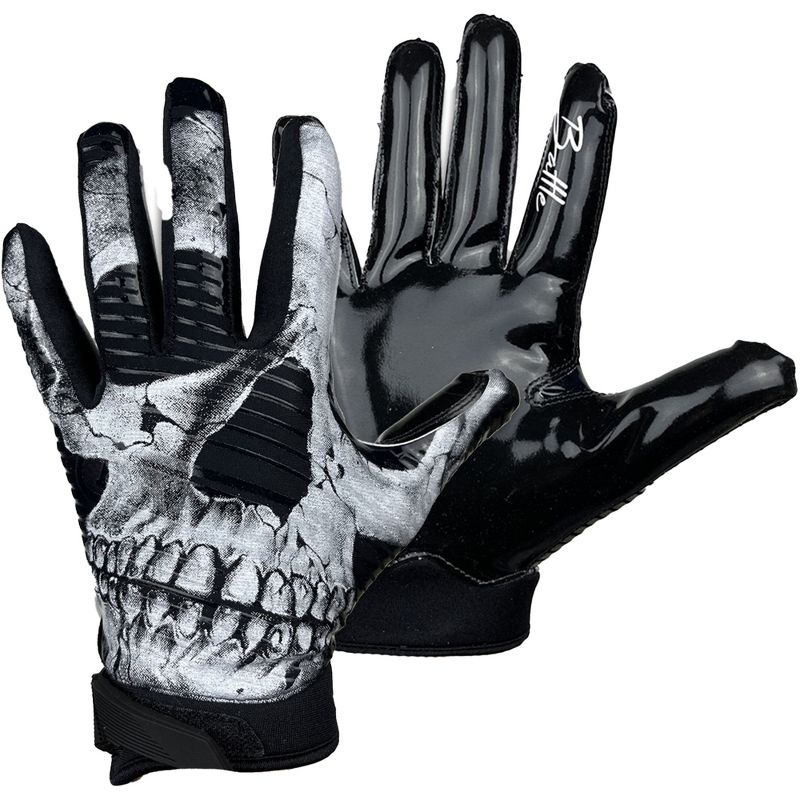 Battle Sports Youth Skullface Doom 1.0 Football Receiver Gloves - Black/White, 1 of 3
