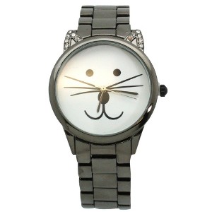 Olivia Pratt Cat Face Metal Band Women Watch - 1 of 4