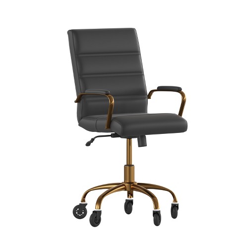 Flash Furniture Black Leather Contemporary Adjustable Height Swivel Faux  Leather Desk Chair in the Office Chairs department at