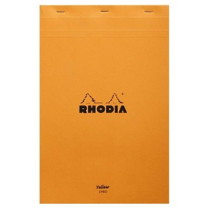Rhodia Staplebound Notepad - Lined 80 sheets / Yellow paper - 8 1/4 x 12 1/2 - Orange cover - 1 of 3